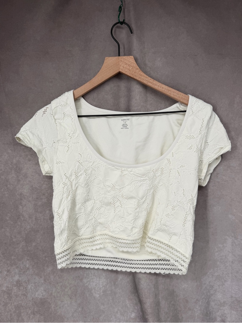 Aerie Chill Cropped Top Cream Large